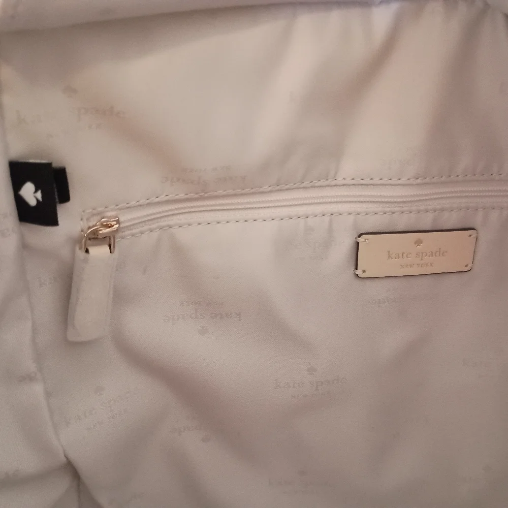 SOLD- NWT Kate Spade Meringue Cream White Jett Shearling Trim Large Tote Purse - Picture 11 of 16